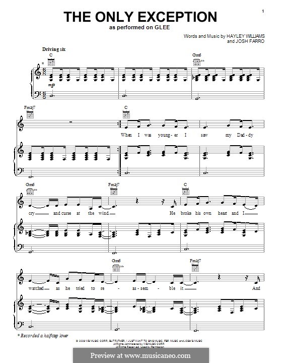 The Only Exception: For voice and piano (or guitar) by Joshua Farro