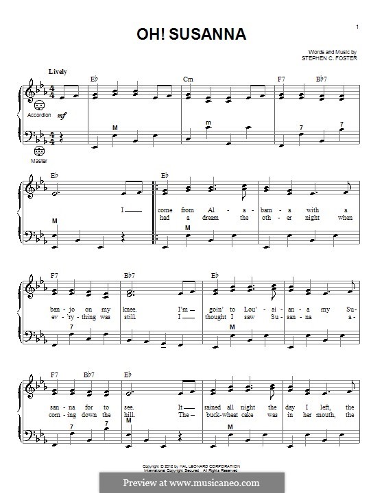 Oh! Susanna: For accordion by Stephen Collins Foster