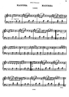 Mazurka for Piano in F Major: Mazurka for Piano in F Major by Mikhail Glinka