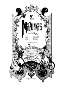 Two Mazurkas, Op.3: For piano by Nikolaï Vasilyevich Artsybushev