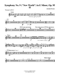 Movement II (Largo): Trumpet in Bb 2 (transposed part) by Antonín Dvořák