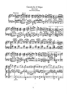 Gavotte: In A Major, for piano by Christoph Willibald Gluck