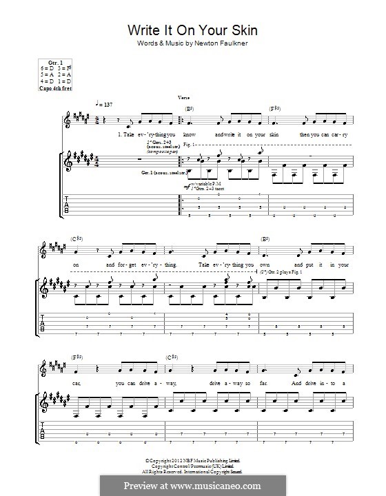 Write It on Your Skin by N. Faulkner sheet music on MusicaNeo