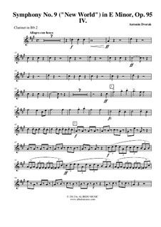 Movement IV: Clarinet in Bb 2 (transposed part) by Antonín Dvořák