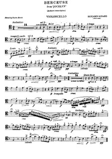 Berceuse: Score for cello and piano, solo part by Benjamin Godard