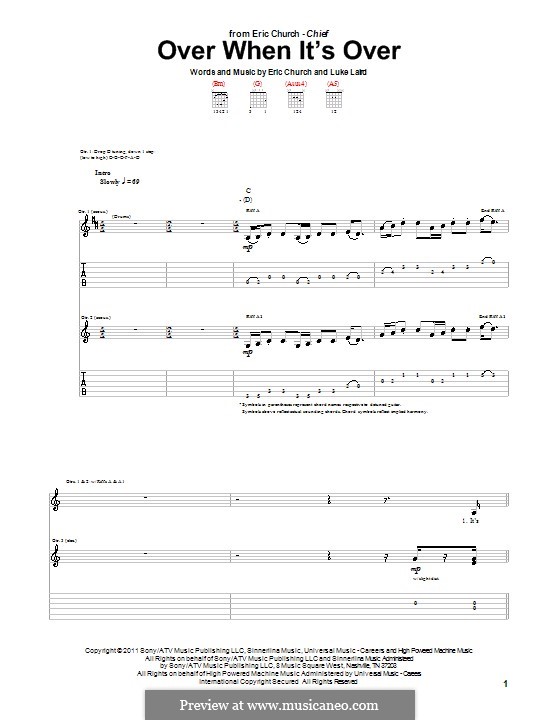 Over When It's Over: For guitar with tab by Luke Laird