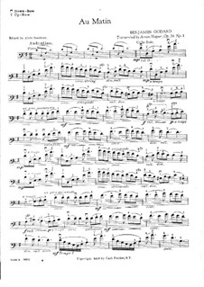 Au matin, Op.83: For cello and piano – solo part by Benjamin Godard