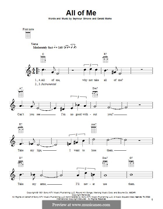 All of Me: For ukulele by Seymour Simons, Gerald Marks