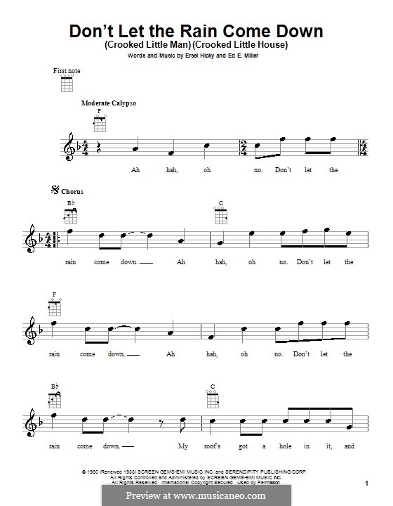 Don't Let the Rain Come Down (Crooked Little Man): For ukulele by Ed. E. Miller, Ersel Hicky