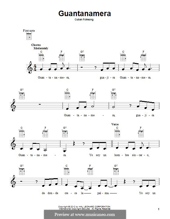 Guantanamera: For ukulele by folklore