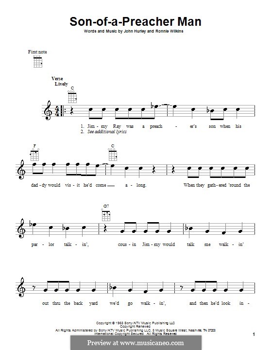 Son of a Preacher Man (Dusty Springfield): For ukulele by John Hurley, Ronnie Wilkins