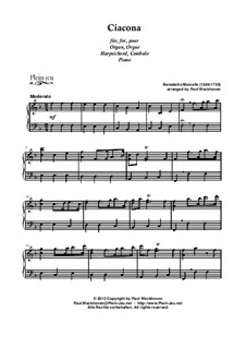 Twelve Sonatas for Flute and Basso Continuo, Op.2: Ciacona, for keyboard by Benedetto Marcello