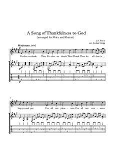 A Song of Thankfulness to God (Father, We Thank Thee): For voice and guitar by Johann Sebastian Bach