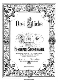 Three Pieces for Two Pianos Four Hands: Piano score by Bernhard Stavenhagen