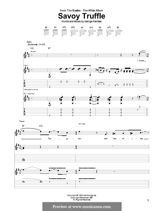 Savoy Truffle (The Beatles): For guitar with tab by George Harrison
