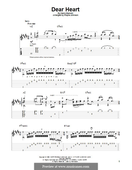 Dear Heart: For guitar with tab by Henry Mancini