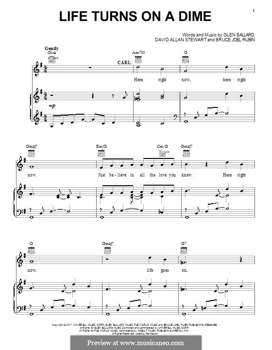 Life Turns on a Dime: For voice and piano (or guitar) by David A. Stewart, Glen Ballard