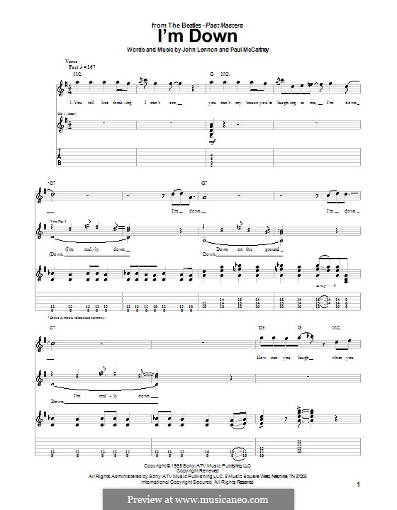 I'm Down (The Beatles): For guitar with tab by John Lennon, Paul McCartney