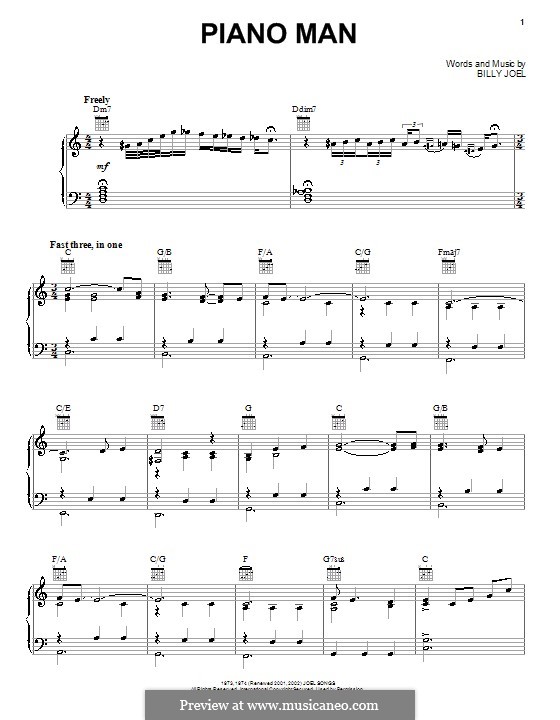 Piano Man: For voice and piano (or guitar) by Billy Joel