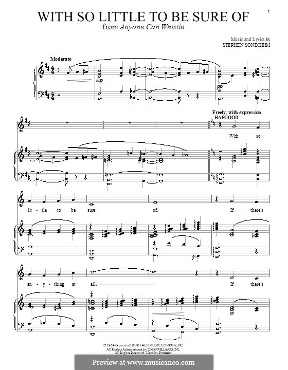 With So Little To Be Sure of (from Anyone Can Whistle) : For voice and piano by Stephen Sondheim