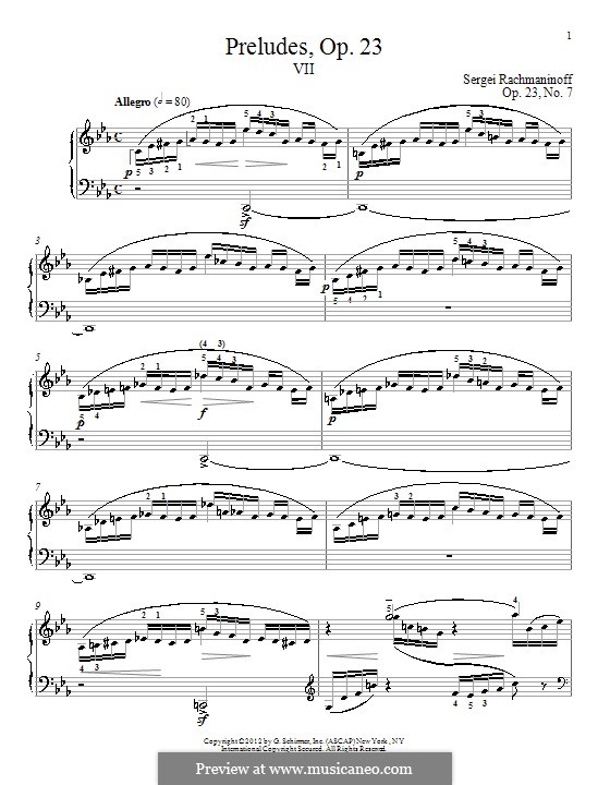 Prelude No.7 in C Minor: For piano by Sergei Rachmaninoff