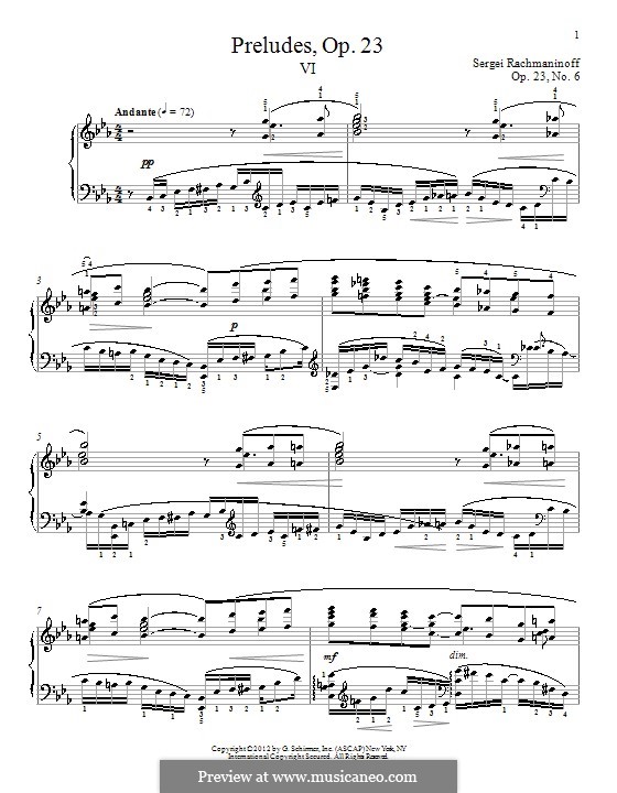 Prelude No.6 in E Flat Major: For piano by Sergei Rachmaninoff