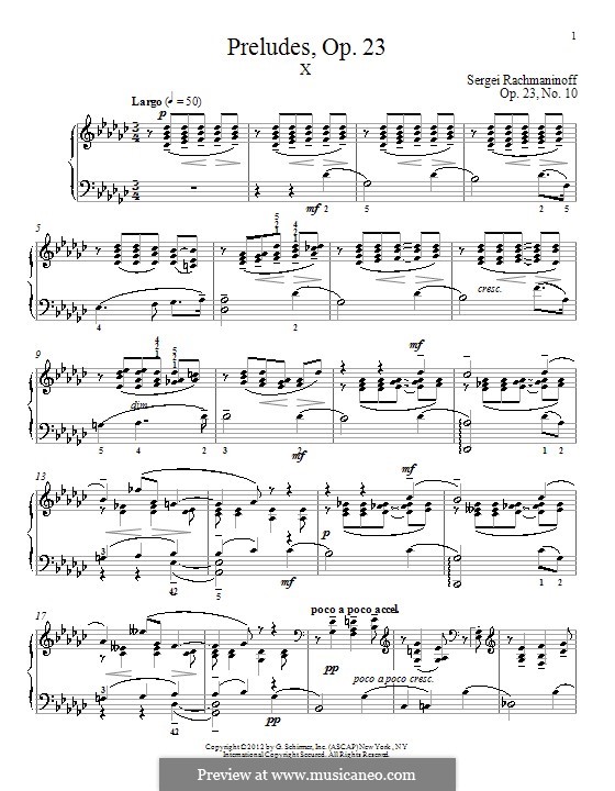 Prelude No.10 in G Flat Major: For piano by Sergei Rachmaninoff