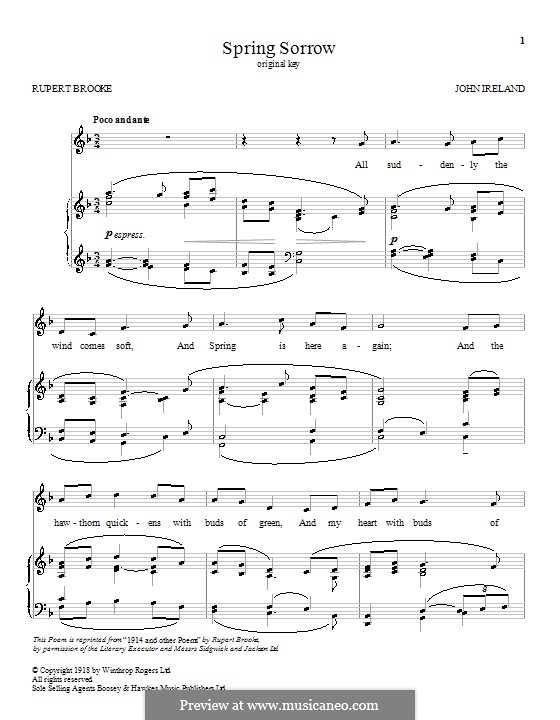 Spring Sorrow: For voice and piano by John Ireland