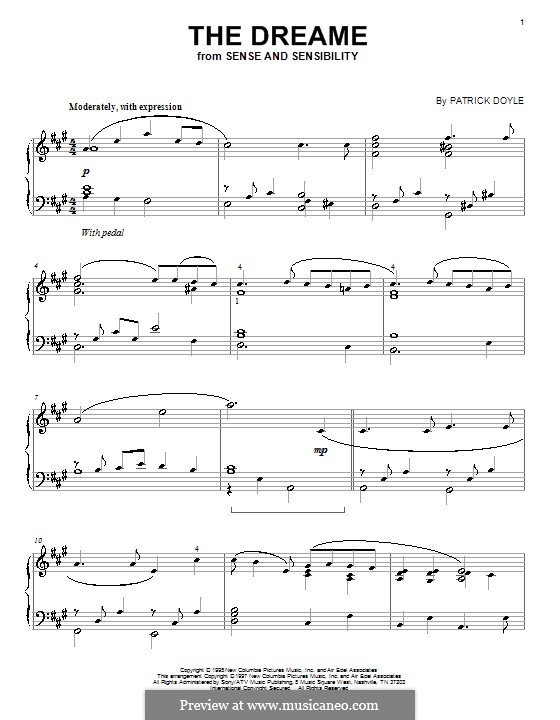 The Dreame (from Sense and Sensibility): For piano by Patrick Doyle