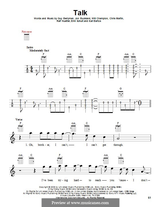 Talk (Coldplay) by C. Martin, E. Schult, G. Berryman, J. Buckland, K