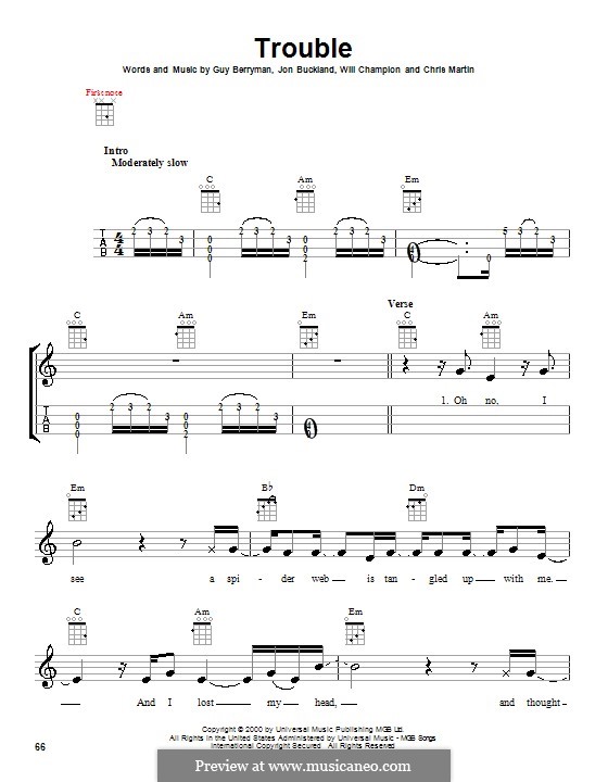 Trouble // Coldplay // ukulele chords song