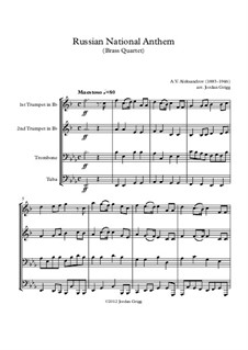 National Anthem of Russian Federation (Gimn Rossiyskoy Federatsii): For brass quartet by Alexander Vasilyevich Alexandrov