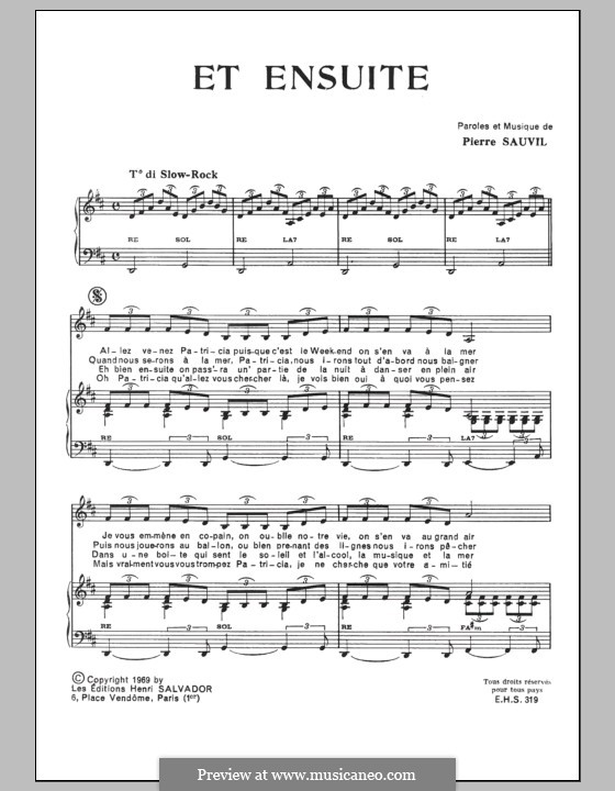Et Ensuite: For voice and piano by Pierre Sauvil