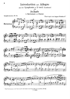Symphony No.104 in D Major 'London', Hob.I/104: Movement I, for harmonium and piano – harmonium part by Joseph Haydn