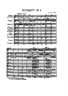 Brandenburg Concerto No.4 in G Major, BWV 1049: Full score by Johann Sebastian Bach