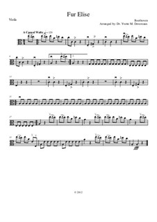For Elise, WoO 59: For string orchestra (elementary to middle school age youth) – viola part by Ludwig van Beethoven