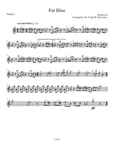 For Elise, WoO 59: For string orchestra (elementary to middle school age youth) – violin I part by Ludwig van Beethoven