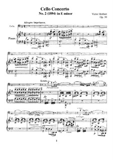 Concerto for Cello and Orchestra No.2, Op.30: Version for cello and piano – score by Victor Herbert