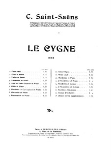 The Swan: For piano four hands by Camille Saint-Saëns