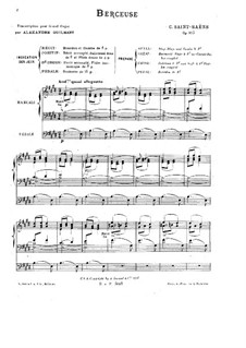 Berceuse, Op.105: For organ by Camille Saint-Saëns