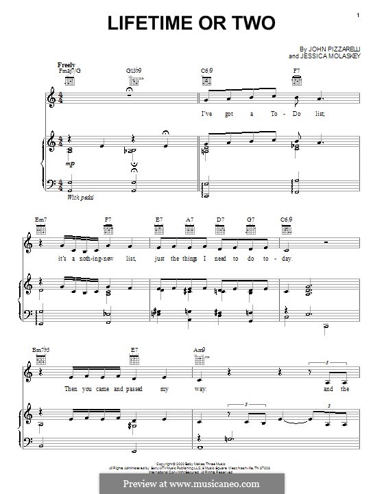 Lifetime or Two: For voice and piano (or guitar) by Jessica Molaskey