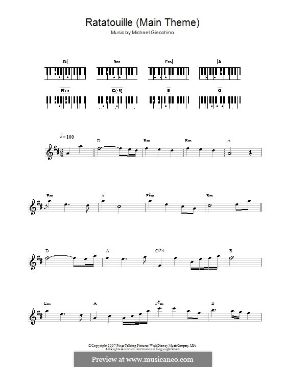 Ratatouille (Main Theme): For keyboard by Michael Giacchino