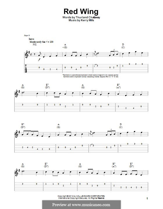 Red Wing Thurland Chattaway By K Mills Sheet Music On