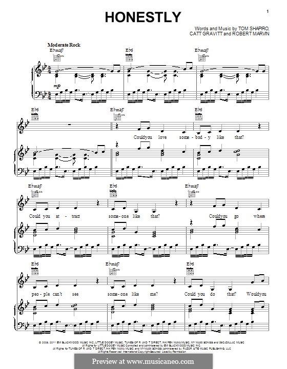 Honestly (Kelly Clarkson): For voice and piano (or guitar) by Catt Gravitt, Robert Marvin, Tom Shapiro