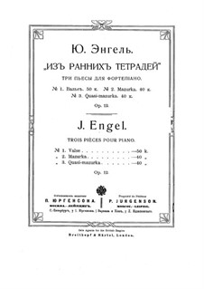 Three Pieces for Piano, Op.12: Three Pieces for Piano by Joel Engel