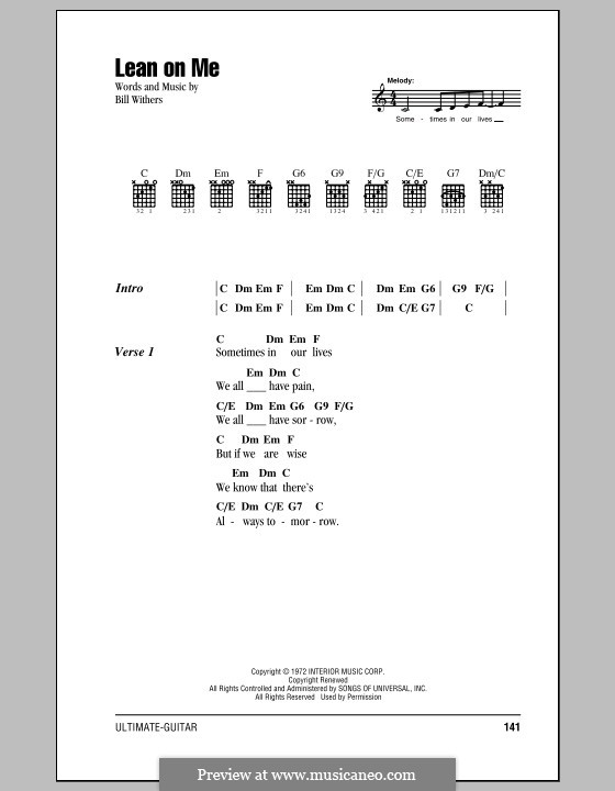Vocal version: Lyrics and chords by Bill Withers