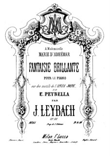 Fantasia on Themes from 'Jone' by Petrella, Op.60: For piano by Joseph Leybach