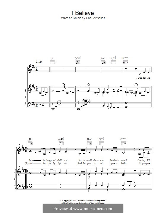 I Believe: For voice and piano (or guitar) by Eric Levisalles