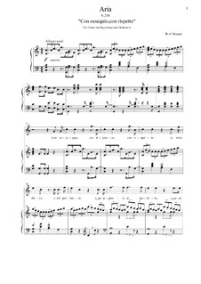 Con ossequio, con rispetto, K.210: Piano-vocal score by Wolfgang Amadeus Mozart