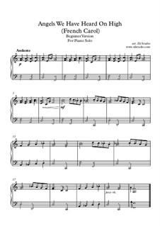 Angels We Have Heard on High: Easy piano version with fingering by Unknown (works before 1850)